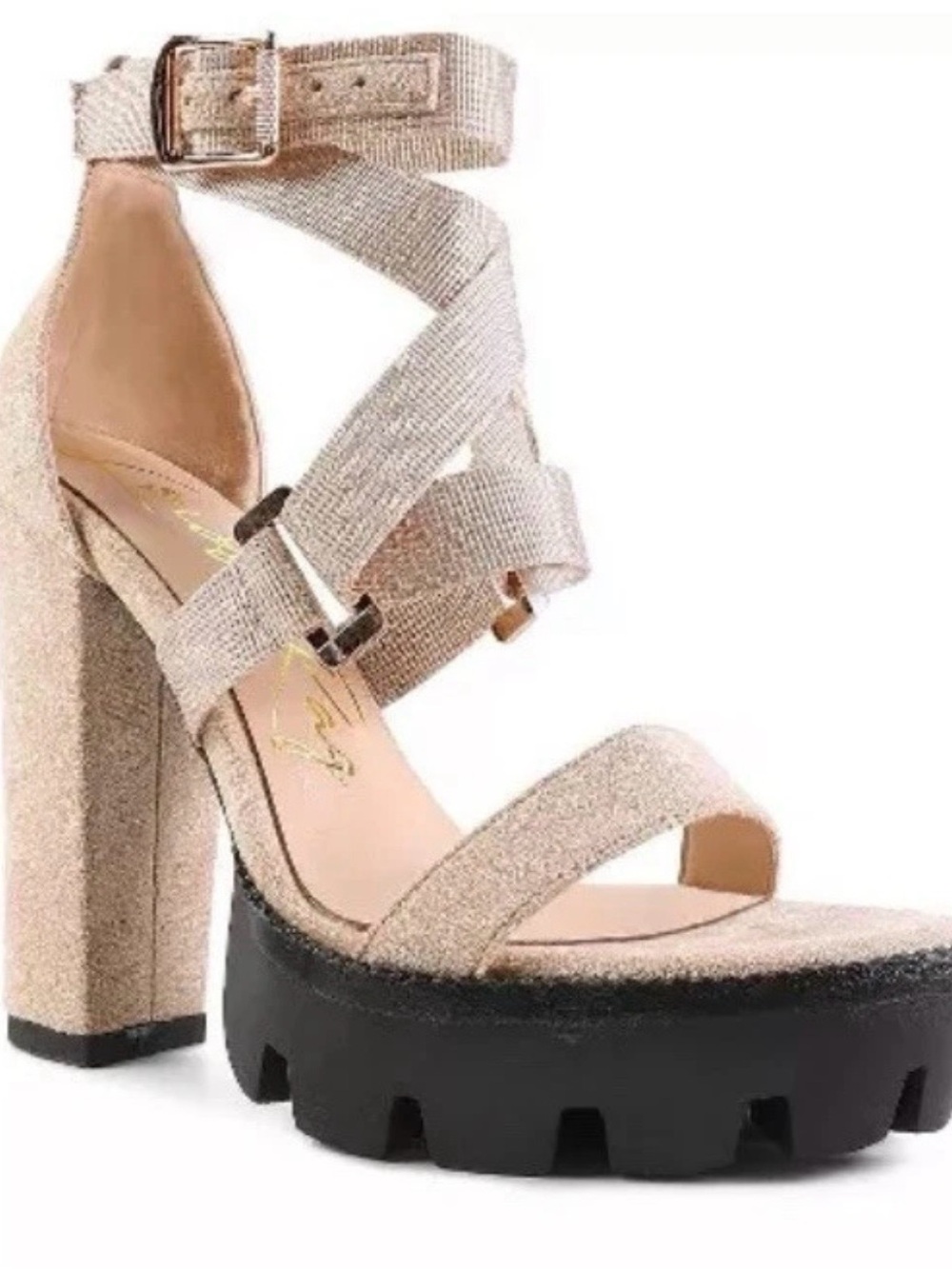 NIB London Rag Women’s Fresh Daisy Harness Strap Block Heel Sandals Size 6.5
